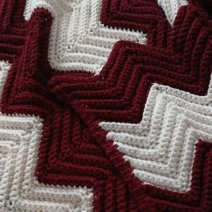 Red and White Chevron Knit Blanket